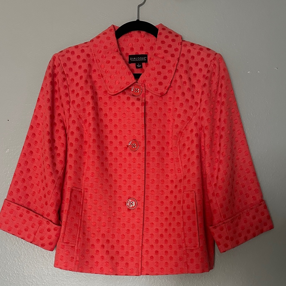 Dialogue Red Polka Dot Blazer